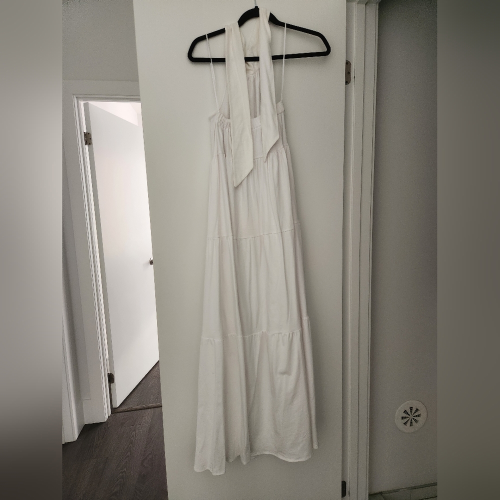 Mango Halter-Neck Maxi Open-Back Dress in White - Picture 5 of 5